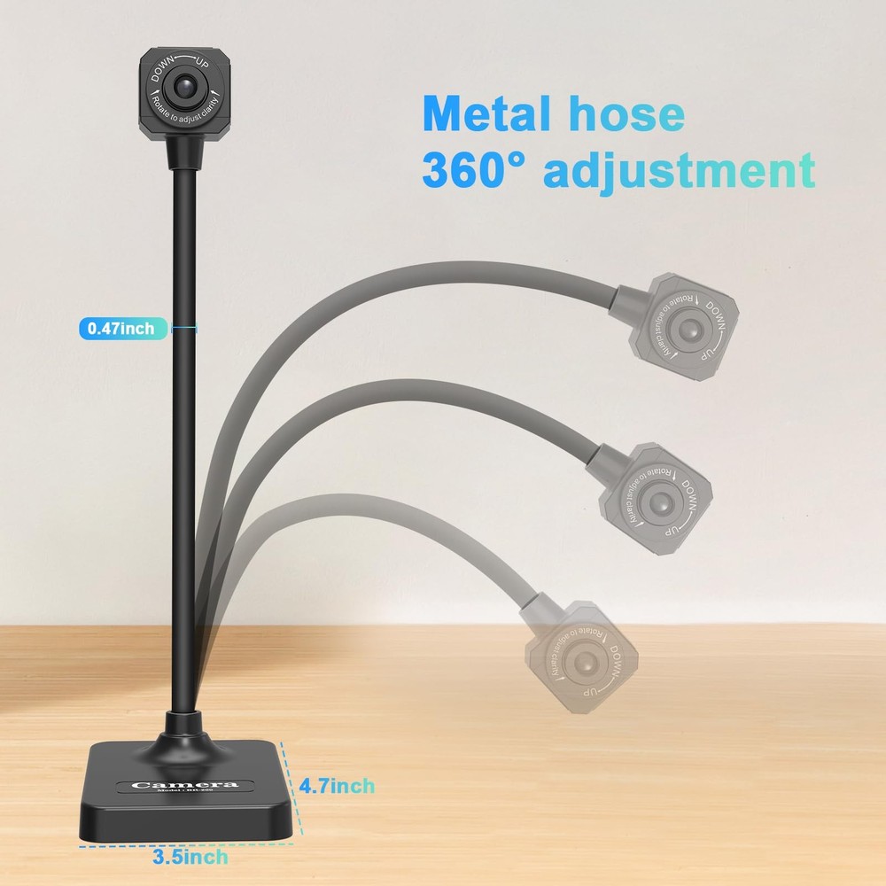 USB Document Camera for Teachers, Webcam for Distance Learning,Manual Focus Came