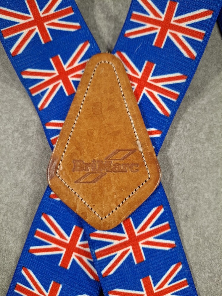 BriMarc Union Jack Elasticated Braces Leather Reinforced Cross Patch Adjustable
