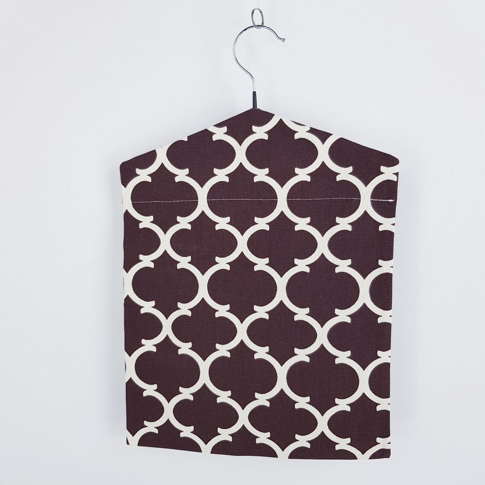 Peg Bag Handmade Brown White Patterned Lined Laundry Clothes Peg Holder