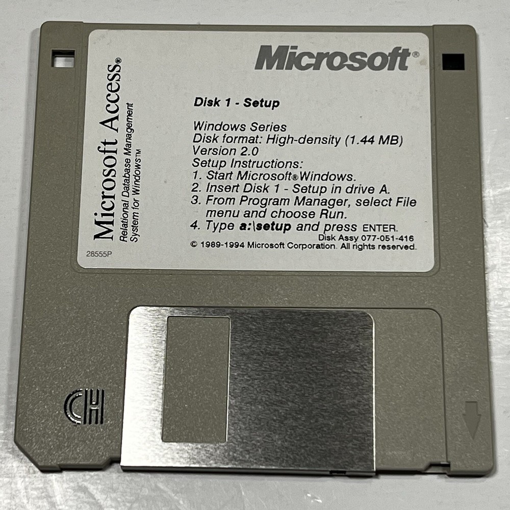 Microsoft Access Version 2 Windows 3.5” Floppy Disc 1994