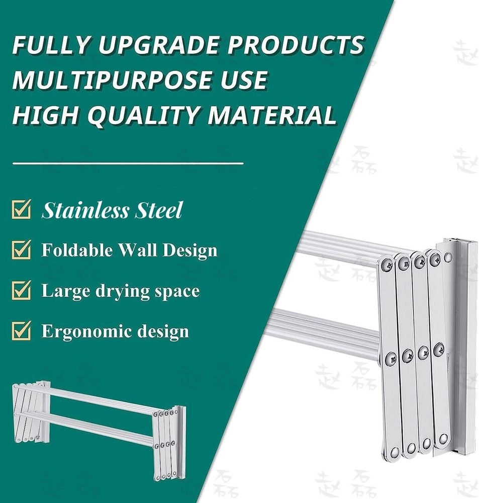 Laundry Hanger Wall-Mounted Expandable Folding Clothes Drying Towel Rack 42~80cm