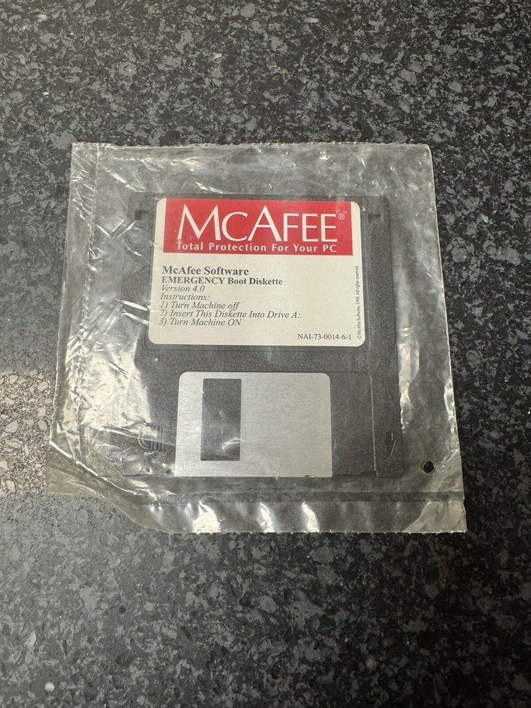 NEW - McAfee Emergency Boot Diskette Version 4.0 Software - 3.5"
