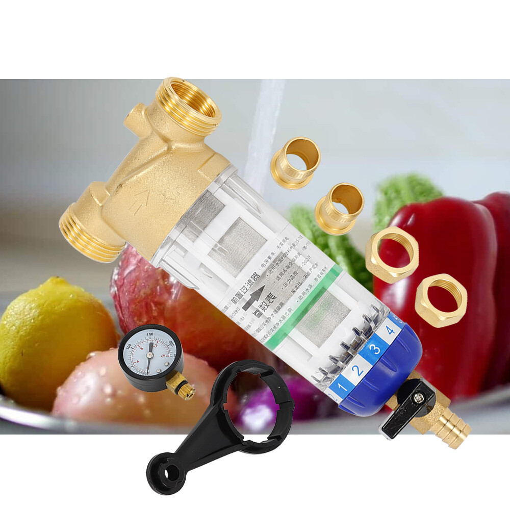 1/2 Home Reusable Sediment Water Filter Spin Down Mesh System Hot Water Filter
