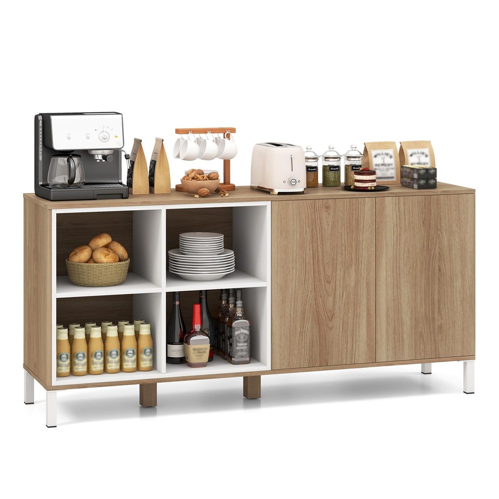 Buffet Cabinet with Storage, Kitchen Sideboard with 4 Compartments