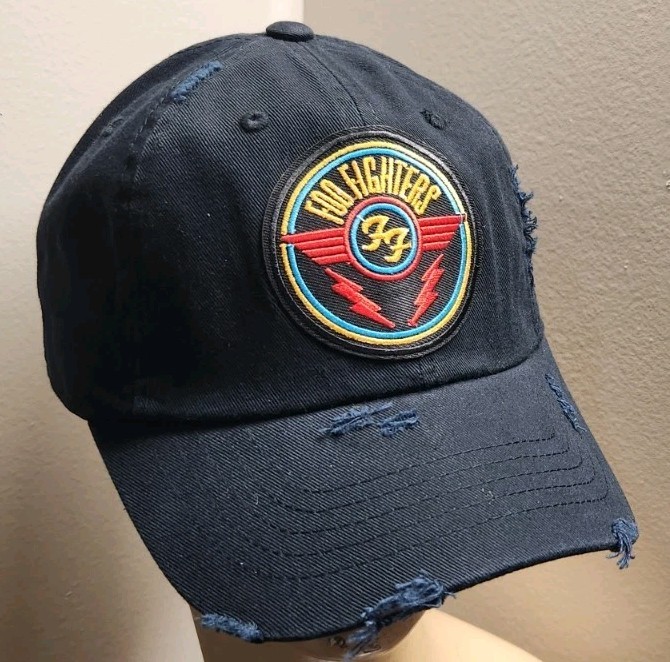 Foo Fighters Hat Low Distressed Adjustable Buckle Black Hat