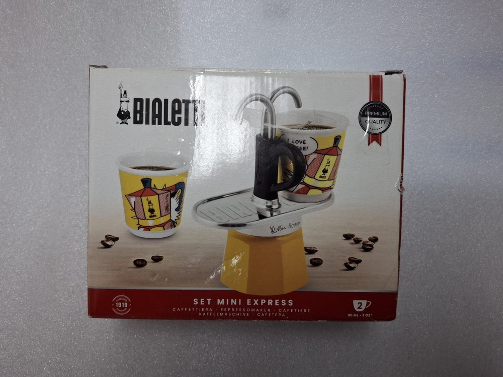 Bialetti - Mini Express Lichtenstein: Moka Set includes Coffee Maker 2-Cup 3oz