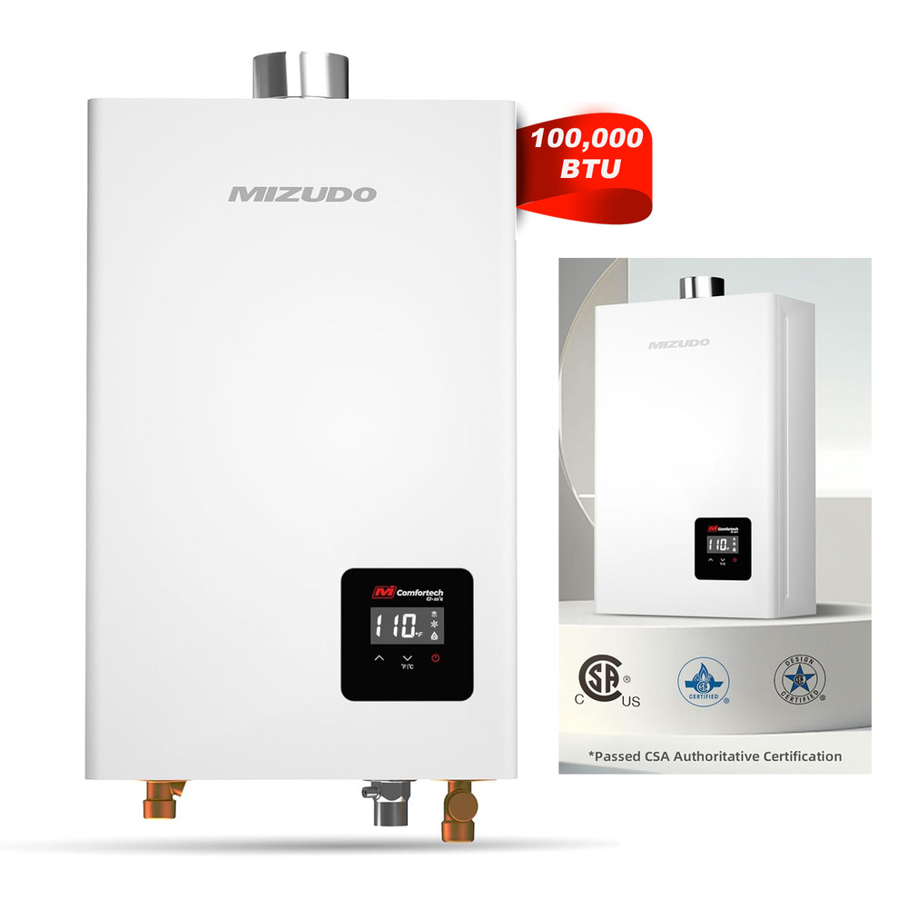 MIZUDO 100,000 BTU Propane Gas Tankless Water Heater 4.3 GPM Indoor Installation