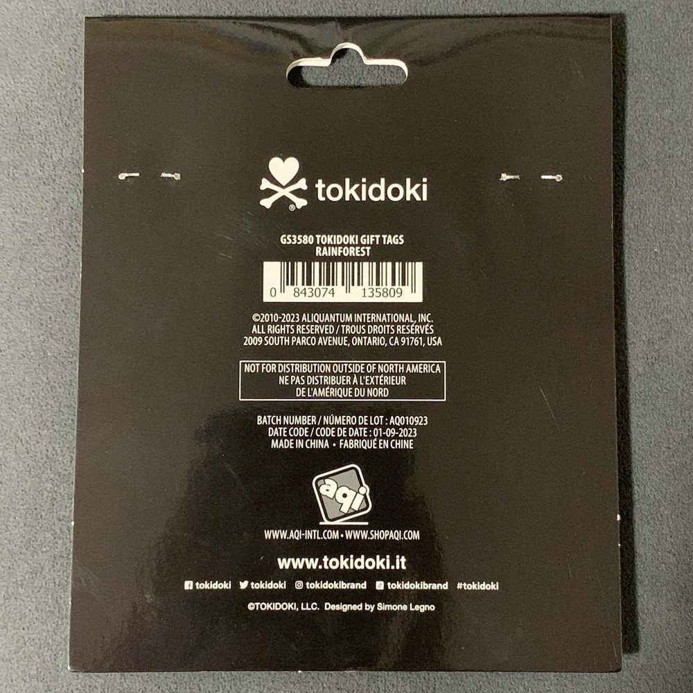 Tokidoki “Rainforest” Gift Tags 6 PCs