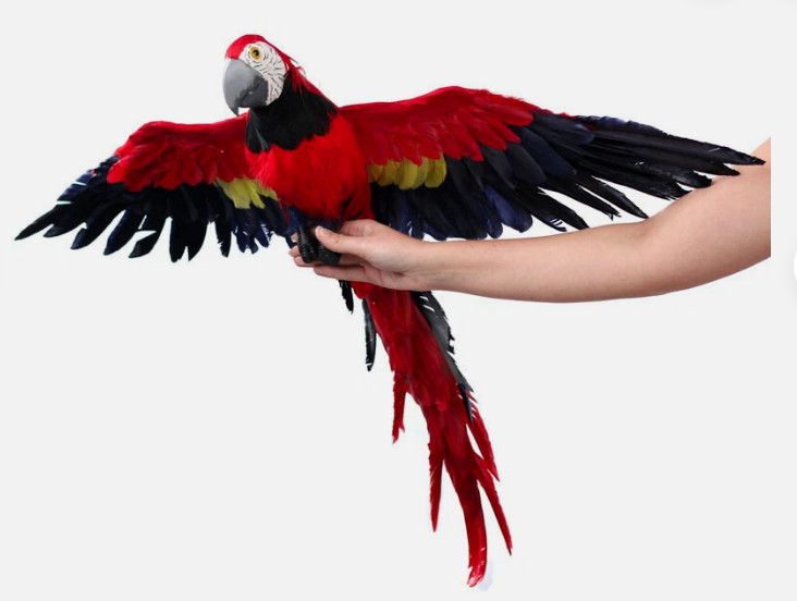 Large Lifelike Artificial 39" Wide Feathered Macaw Parrot