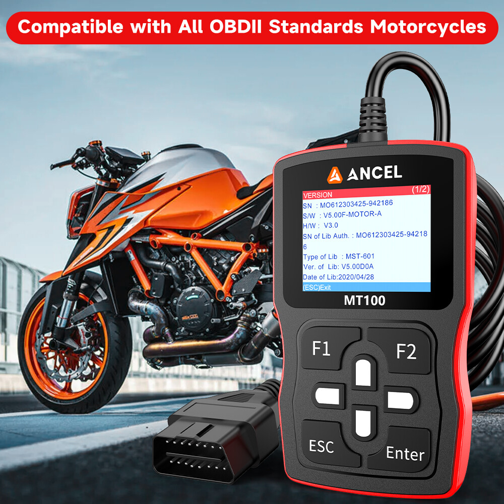 ANCEL MT100 Motorcycle Scanner OBD2 Code Reader Engine ABS Diagnostic Tool