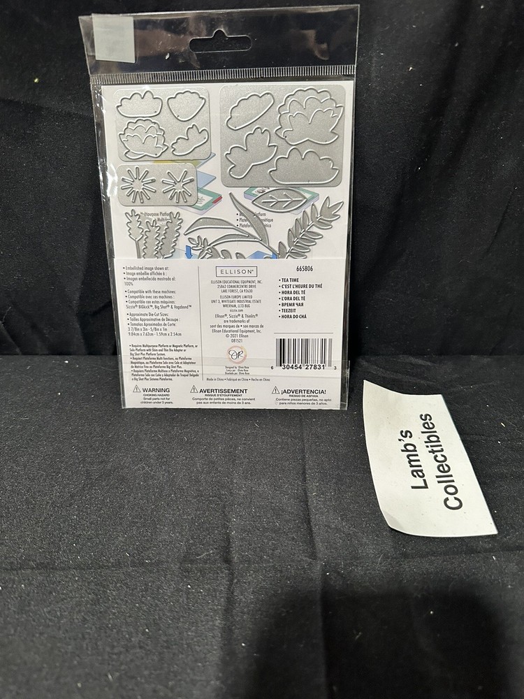 Sizzix Thinlits Tea Time 10 dies Ellison Educational Equip Scrapbooking 665806
