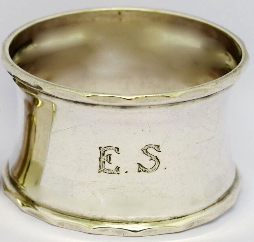 Antique Dutch Sterling Silver Napkin Ring "ES" initials engraving