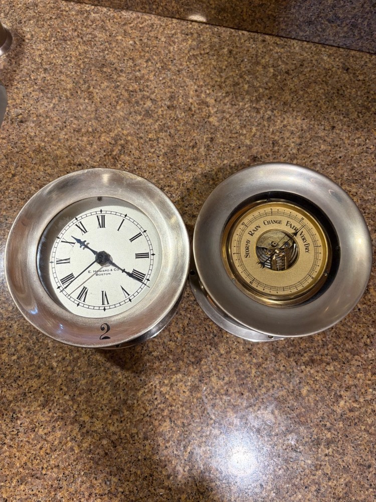 E HOWARD & Co Ships Clock w/Barometer