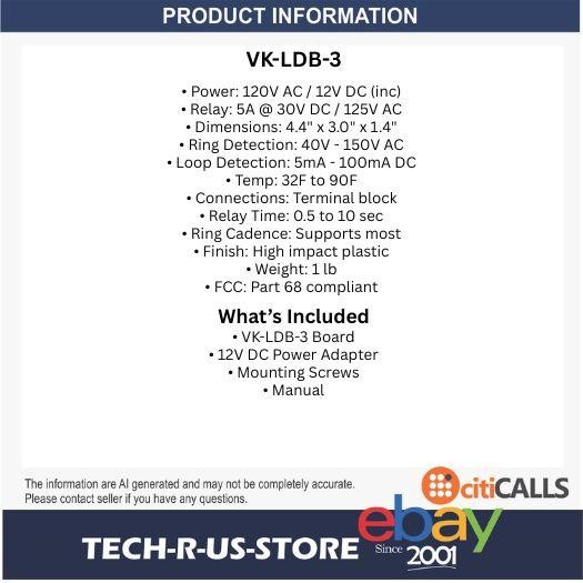 Viking Electronics VK-LDB-3 Loop & Ring Detector Board Visual Indicator Trigger