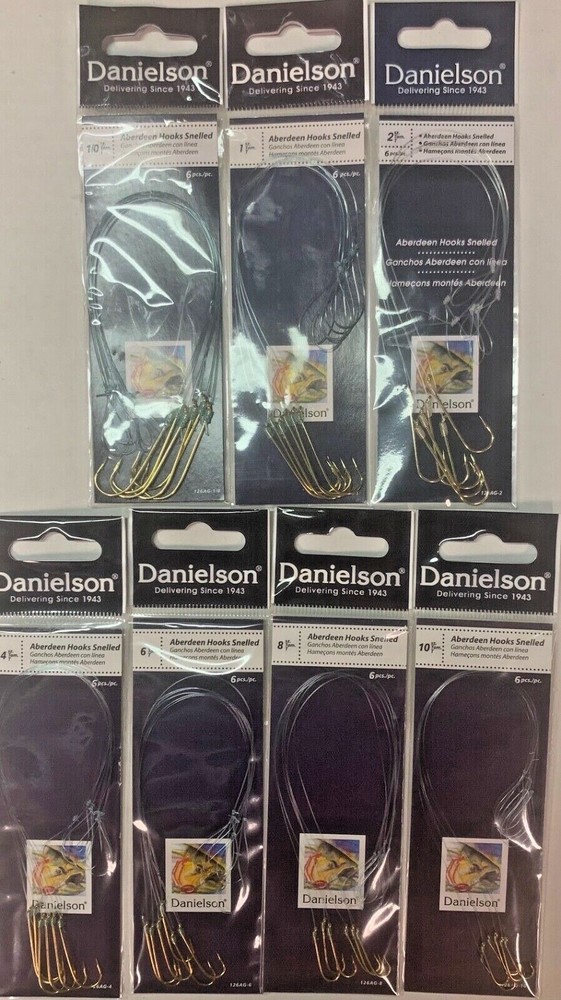 Danielson Gold Aberdeen Snelled Hooks 6 Per Pack Many Sizes Pick Fixed Ship