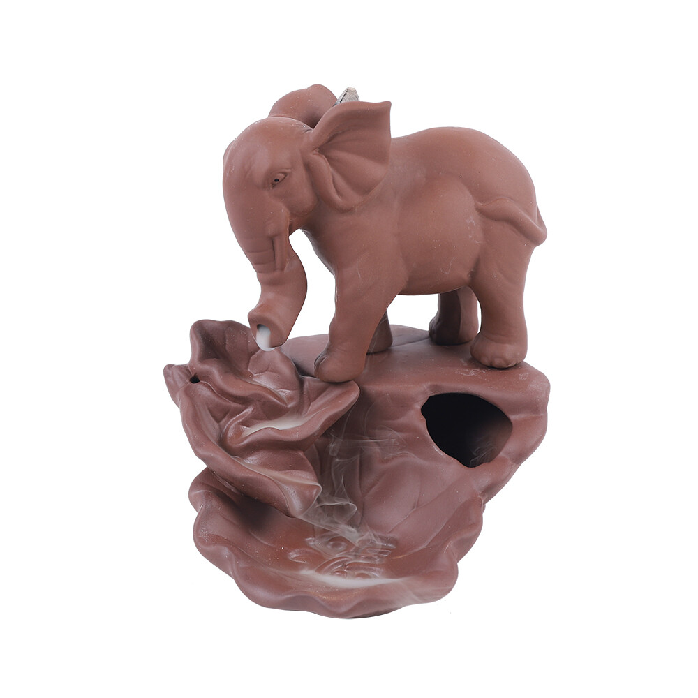 Elephant Incense Burner Waterfall Ceramic Backflow Incense Holder Home Decor