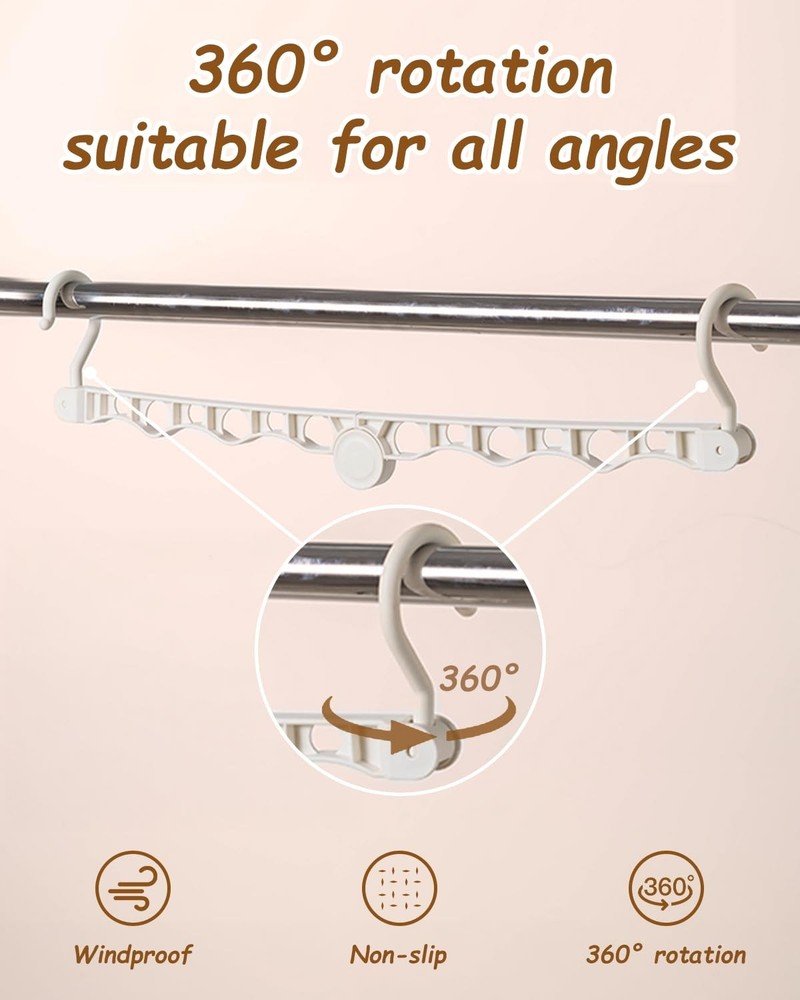2 Pack Space Saving Hangers, Foldable Hanger Hooks for Clothes, Sturdy Cascad...