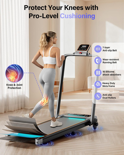 Walking Pad Treadmill with 12% Incline Panel Control+Display, Silver