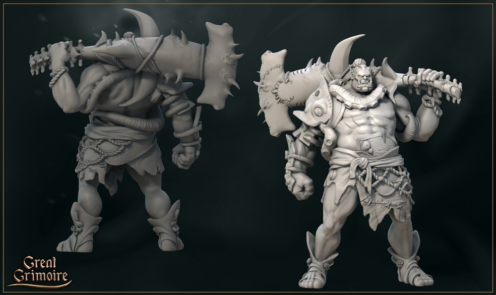 Behemoth, Orc Barbarian | Great Grimoire | RPG D&D Wargaming 3D Printed Mini