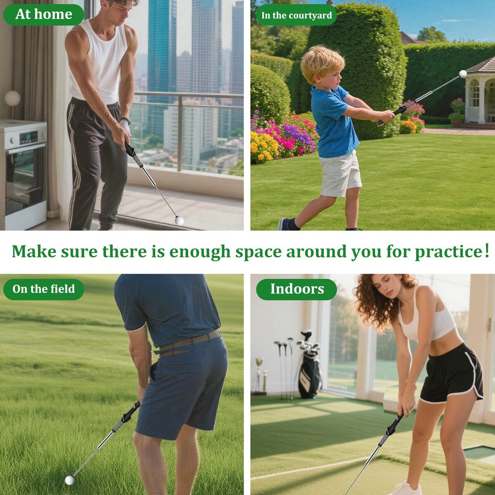 Retractable Golf Swing Training Aid with Rhythm Click Sound Golf Swing Trainer