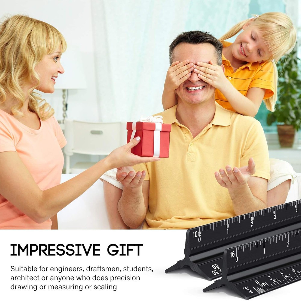 10 Pieces 12 Inch Architectural Scale Ruler Aluminum Triangular Engineering Rule