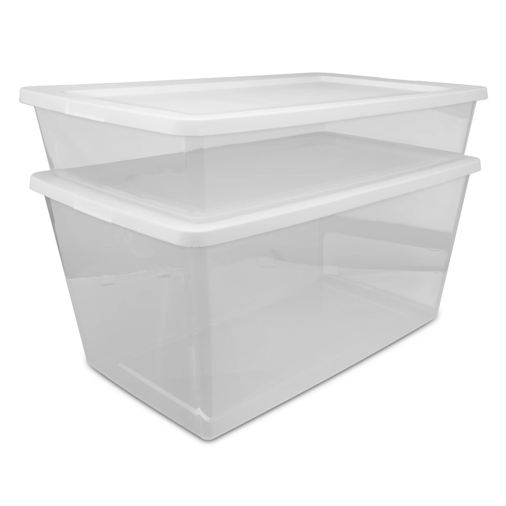 Sterilite 41 Quart Storage Box, Clear Plastic Storage Bin with Snap-on Lid.