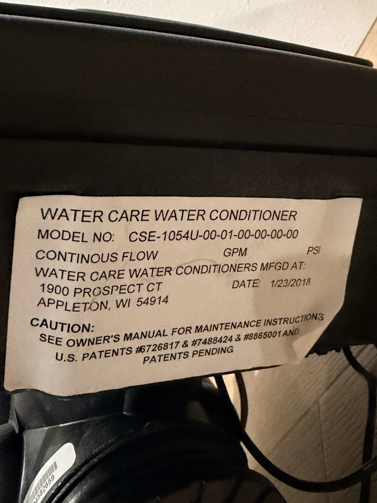 CareSoft Elite Water Softener Controller Panel CSE-1054U with AC Adapter