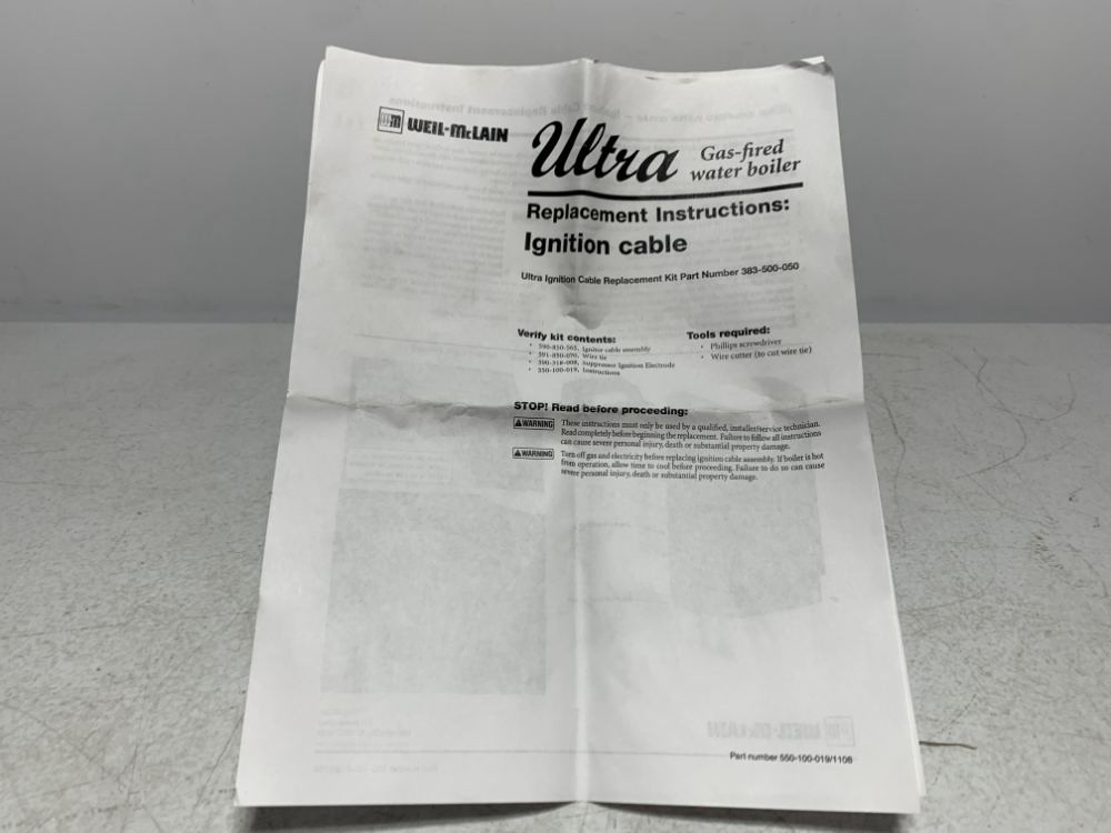 Weil Mclain 383500050 Ignition Cable Kit Ultra Boilers