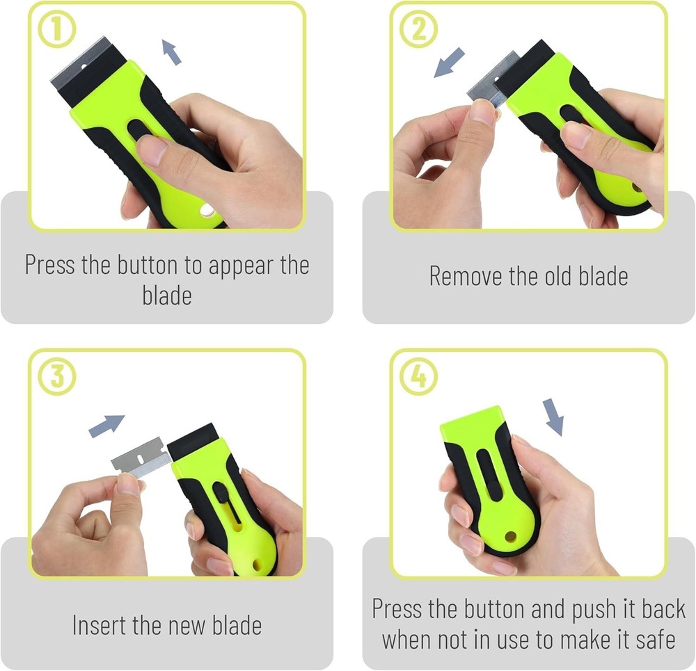 Bates Black & Green Razor Scraper Tool Set - 30 Blades, Ergonomic & Lightweight