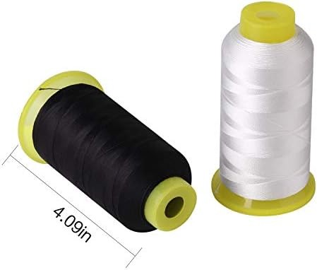 2 Spool 1500yd Bonded Nylon Sewing Thread White Black