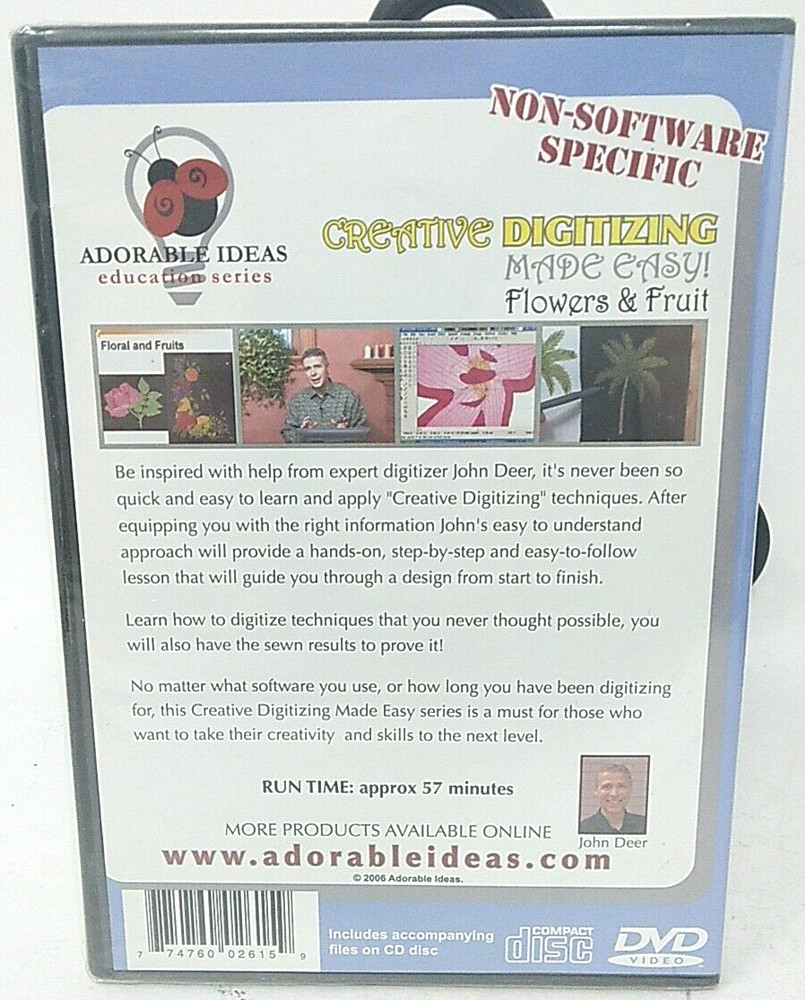 John Deer's Creative Digitizing Made Easy Flowers & Fruit Step 4 Software NEW