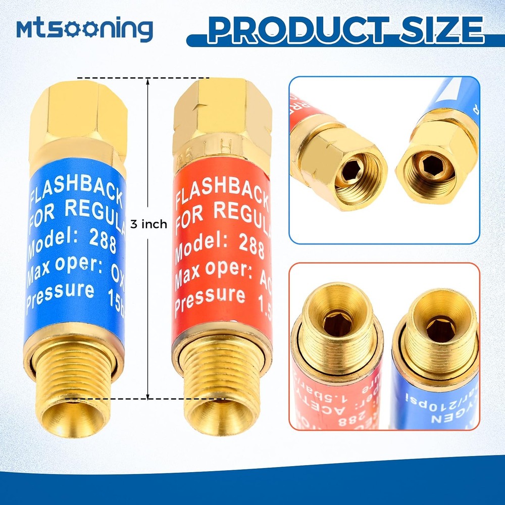 4PCS Oxygen Acetylene Flashback Arrestors Set Regulator End Standard "B" 9/16...