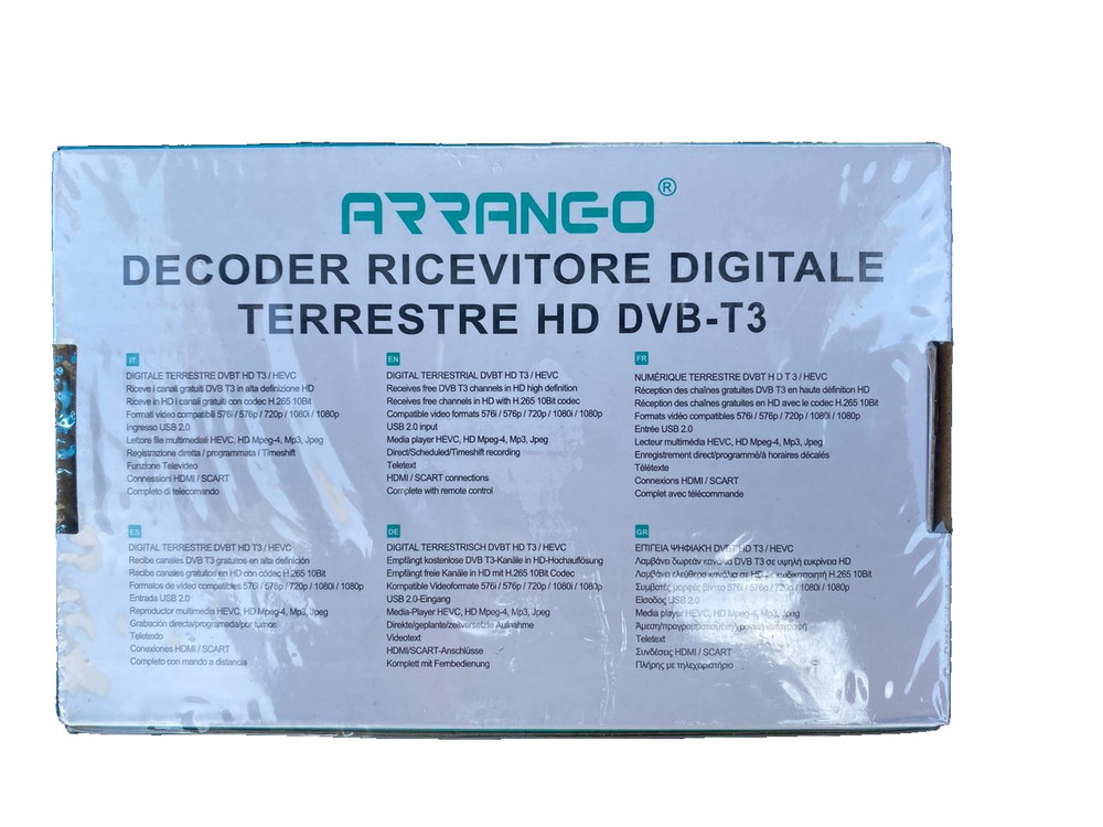 HD Digital Terrestrial Receiver Decoder DVB-T3 WIFI ARRANGO AR60820