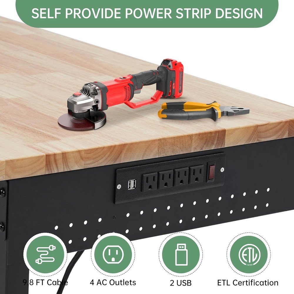 48" x24"Heavy-Duty Adjustable Workbench 2000 LB Capacity Garage Work Table