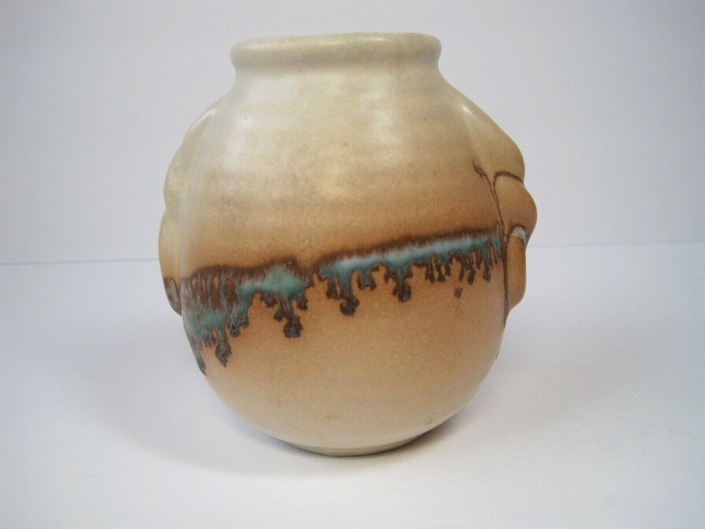 Vintage Ceramic Drip Glazed Vase 4.5" Tall