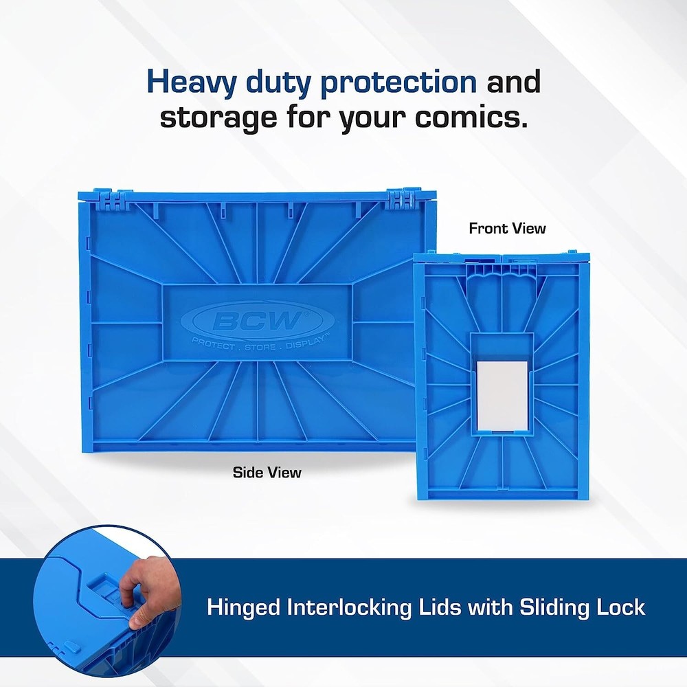 1 BCW Short Comic Book Bin Blue HeavyDuty Plastic Stackable Box Ho1ds 150 Comics