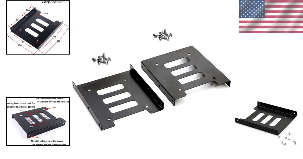 Transform Your Storage: 2.5'' to 3.5'' Hard Drive Mounting Brackets (2-Pack)