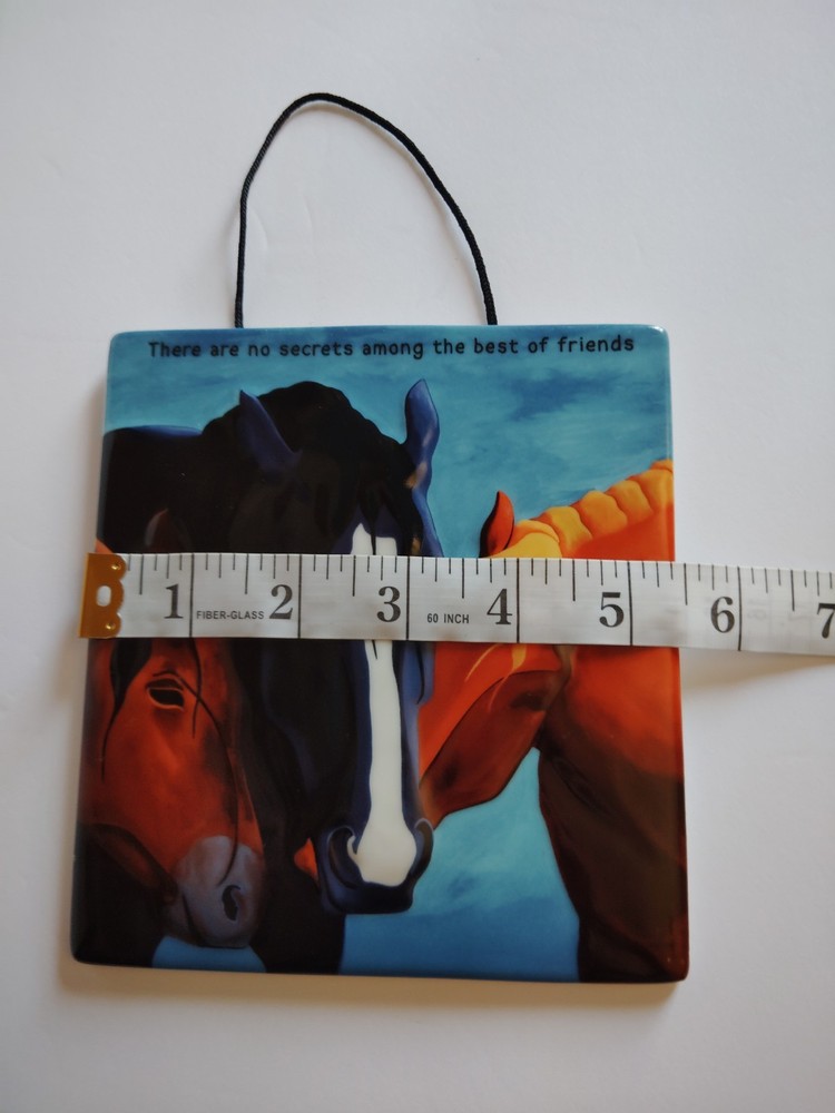 Horse Tile Hand Crafted Hanging Wall Decor Ceramic 5" x 5"