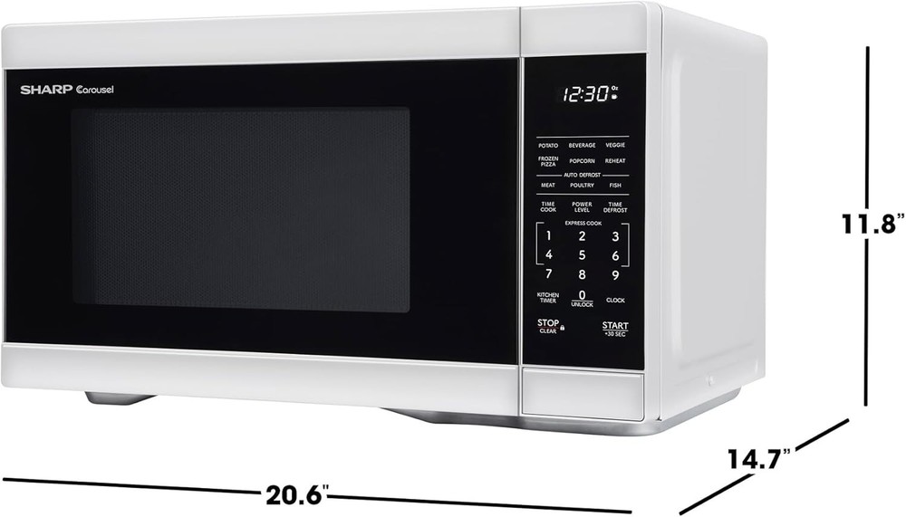 New Design! 1000W Countertop Microwave, White