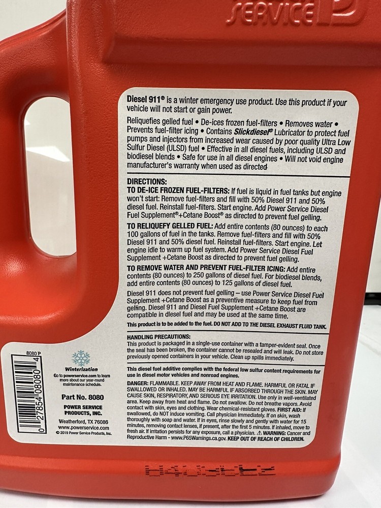 Power Service, Diesel 911, 8080, 80 oz, 2-pack De-Icer Additive
