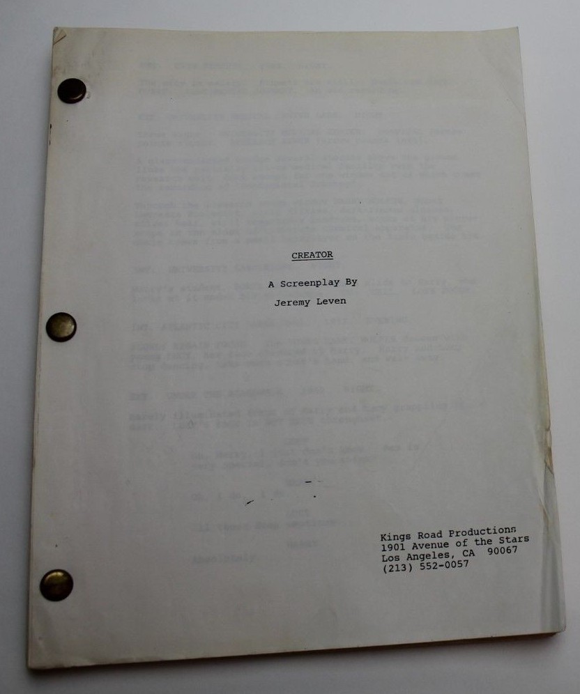 CREATOR / Jeremy Leven, Office Copy Screenplay, eccentric scientist 1980s Sci Fi