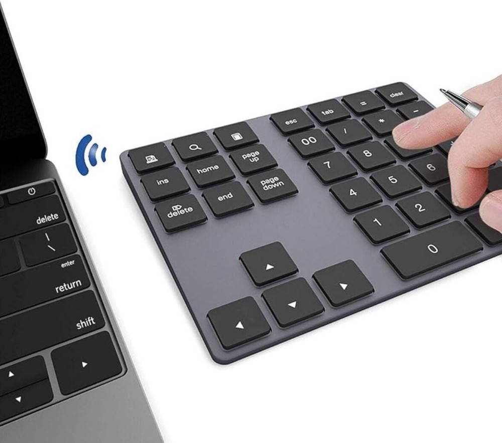 Bluetooth Number Pad Wireless Numeric Keypad USB-C Rechargeable External 34-K...