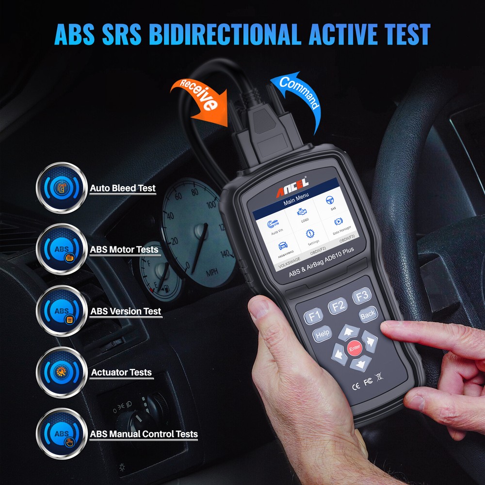 ANCEL AD610 PLUS ABS Bleeding SRS SAS OBD2 Code Reader Scanner Diagnostic Tool