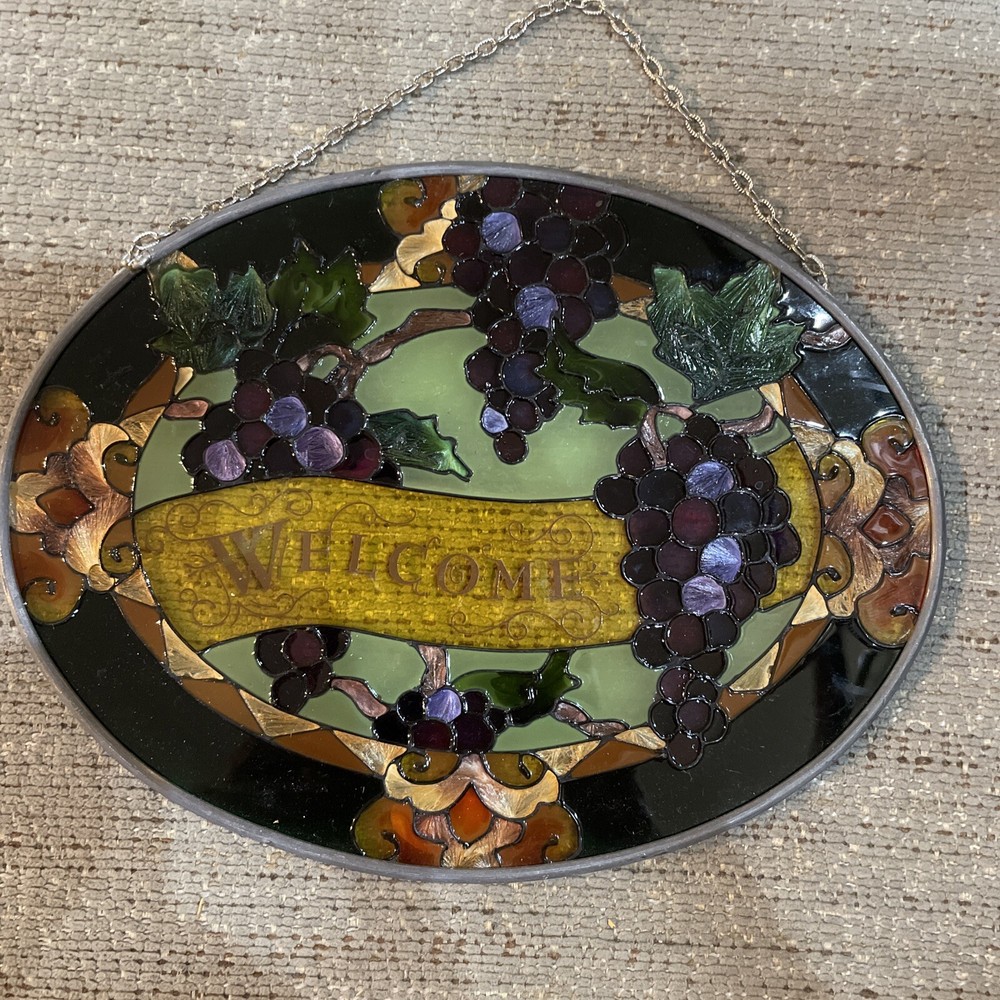 Welcome Suncatcher with Grapes 7" x 5.5"
