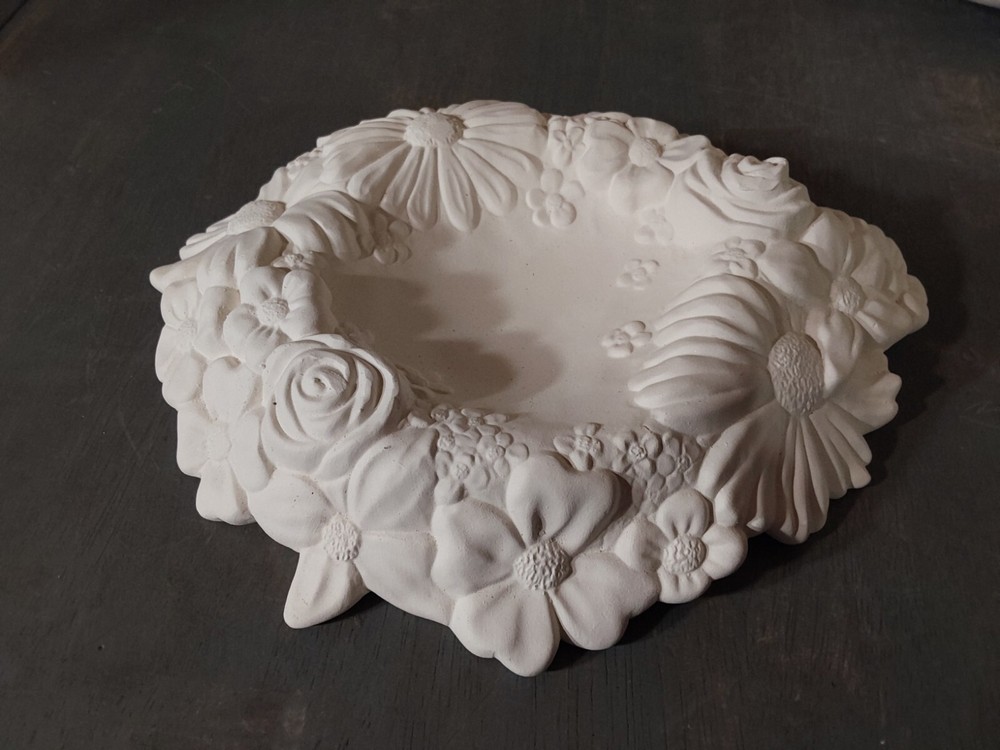 Ceramic Bisque Ready to Paint Duck Half Shell Flower Base Easter 3pc 9x11