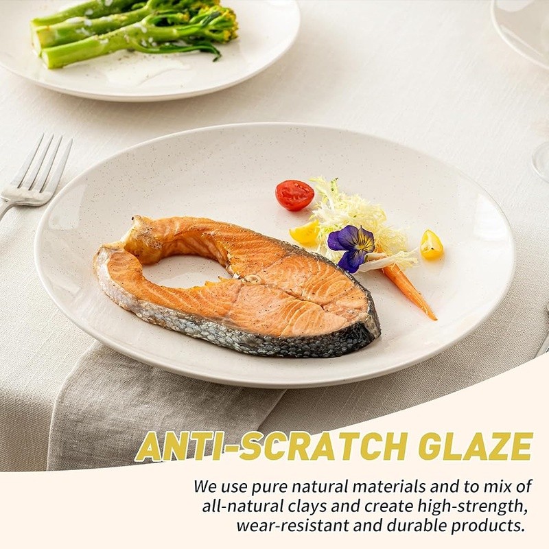 12 Piece Stoneware Dinner Set Durable Scratch Resistant Microwave Safe New