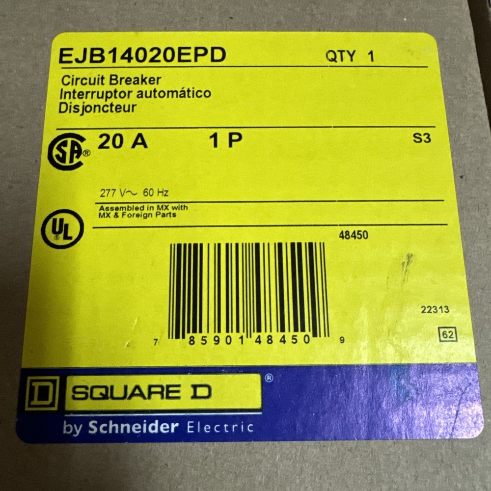 NEW Square D EJB14020EPD 1pole 20amp Circuit Breaker
