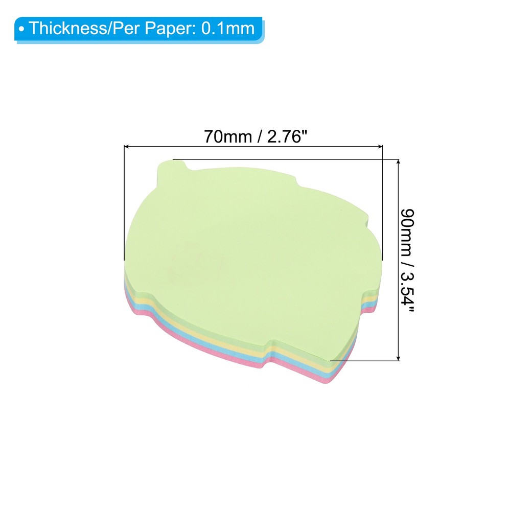 3Pcs 2.7"x2.7" Leaf Shape Sticky Notes, 100 Sheets/Pad Memo Pads 4 Colors