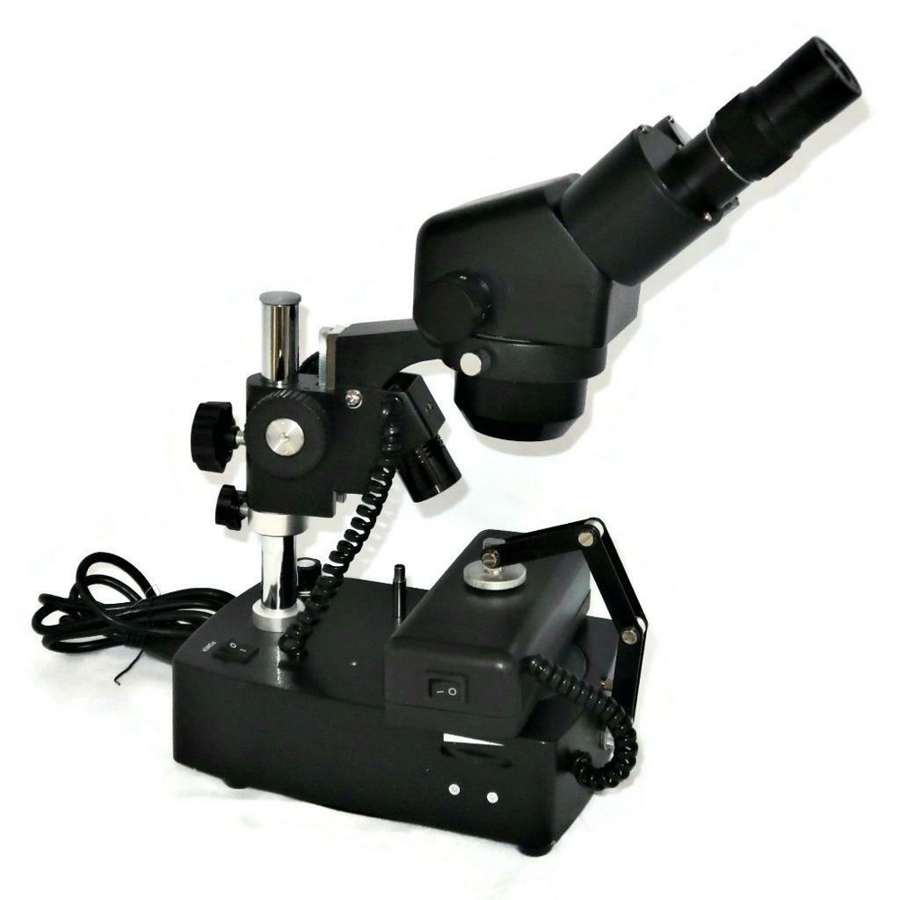 Jewelry Gem Binocular Stereo Microscope w/ Three Lights