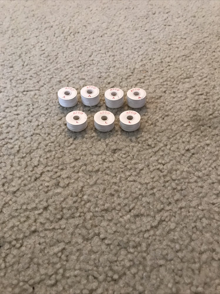 Vtg Atco white thread bobbins S2, A & L